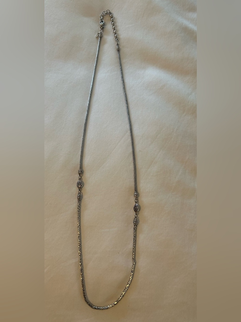 Sterling Silver Long Chain Necklace - Silver